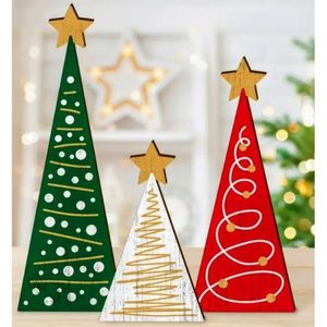 <b>Wooden</b> and MDF <b>Christmas</b> <b>Tree</b> Table Top Decor for Festive Ambience - Product Image 1