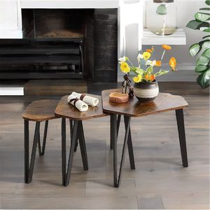 Table d'appoint ComfortUse avec plateau en bois et pieds en fer robustes, conçue pour la vie quotidienne - Product Image 3
