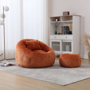 UNITED WE WIN Poltrona Sacco Moderna, Pouf Rotondo Confortevole per Adulti, Sedia Singola per Lettura e Relax con Cuscino - Product Image 1