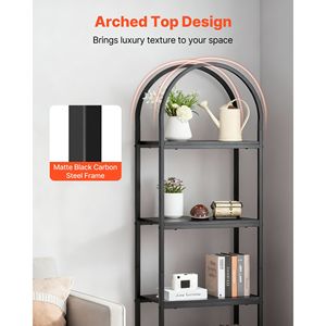 Libreria Moderna a 4 Ripiani con Scaffali ad Arco, Struttura in Metallo Industriale, Organizzatore per Libri Autoportante - Product Image 6