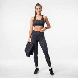 Leopard Print <b>Women</b> Yoga 3 Piece Set 100% Polyester Crop Training Jacket Printed Sports Bra High Waist <b>Leggings</b> 3 Piece Workout - Product Image 5