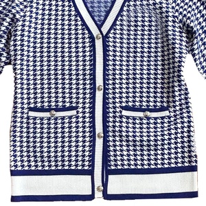 Cardigan en tricot pour femmes Zeta Phi Beta, motif pied-de-poule, manches longues, col en V, boutons sur le devant, style classique, manches longues, à porter toute l'année - Product Image 3