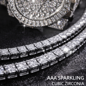 Collar de cadena de tenis de lujo con incrustaciones de circonitas – Plata de ley 925 / Acero inoxidable, Joyería Hip Hop con circonitas para hombre y mujer, 4 mm - Product Image 2