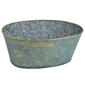 Maceta y Cesta Metálica Moderna Ecológica de Forma Ovalada Estándar con Acabado Galvanizado para Decoración del Hogar y Exteriores/Restaurantes - Product Image 5