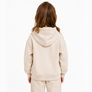 Sudadera con Capucha Beige para Niñas, Sudadera Informal con Capucha para Niños, Sudadera de Forro Polar de Manga Larga, Sudadera de Color Sólido, Ropa de Moda Infantil - Product Image 6