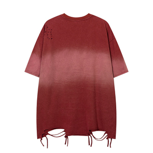 T-shirt grande taille délavé au soleil, déchiré, à épaules tombantes, effet usé, coupe ample et oversize, style streetwear, en coton épais, délavé à la pierre - Product Image 5