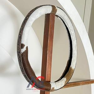 Housse de volant de voiture en cuir de vachette véritable, de haute qualité, travaillée à la main, respirante, protection du volant de voiture - Product Image 1