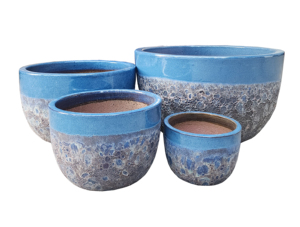 Juego de Macetas de Cerámica Ecológicas, Resistentes, con Acabado Azul Glaseado, Diseño Rústico, para Uso en Interiores y Exteriores, Jardín y Hogar - Product Image 4