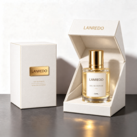 Botol Parfum Kosong Bulat Transparan Mewah Custom 30ml 50ml 100ml dengan Tutup Emas dan Kotak Burgundy