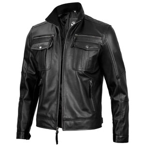 Blouson de moto en cuir véritable pour homme, hiver, OEM, 100% cuir, écologique, imperméable, logo frontal - Product Image 6