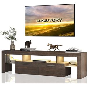 Mobile TV Moderno DFW in Legno Marrone Stile Rustico con Ampio Cassetto Portaoggetti Lucido per TV da 40 50 55 60 65 70 75 Pollici - Product Image 3