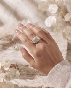 Wholesale Custom 14K Gold Diamond Pave <b>Dome</b> Signet <b>Ring</b> Luxury Iced Out Cluster Statement <b>Ring</b> OEM ODM Jewelry Manufacturer - Product Image 6