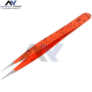 Pince à épiler pour extensions de cils de haute qualité, orange et noire, en acier inoxydable, pour maquillage et pose de cils - Product Image 5