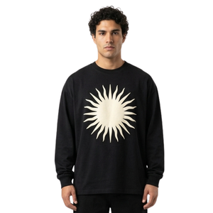 Hot Sale Casual <b>Mens</b> <b>Shirts</b> Heavy <b>Long</b> <b>Sleeve</b> <b>T</b>-<b>Shirts</b> Jet Black Crewneck Cotton Loose Fit Winter <b>Shirts</b> - Product Image 1
