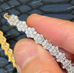 Bracelet tennis à maillons floraux serti de diamants de luxe, moissanite VVS, argent 925, bijoux de déclaration - Product Image 3