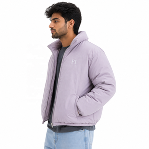 Unisex Custom Puffer Jacket Stand Collar Zipper Front Men's Jackets Windproof Casual <b>Winter</b> Outerwear Warm Cotton Padded OEM USA - Product Image 4