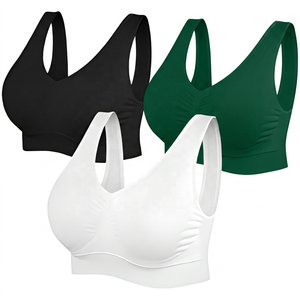 Soutien-gorge de sport dos nageur pour femme, maintien léger, pour yoga, col en U, couleur unie, respirant, sans couture, avec dentelle frontale, 100% Nylon - Product Image 2