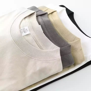 เสื้อยืดคอกลมแขนสั้นทรงโอเวอร์ไซส์ ผ้าคอตตอน 100% สำหรับผู้ชาย ผ้าถักเนื้อเรียบ ไม่ยับง่าย เหมาะสำหรับใส่ลำลอง - Product Image 1