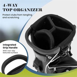 Sacca da Golf Nera con 3 Divisori, in Poliestere Leggero, 4 Tasche con Cerniera, Pronta per il Viaggio - Product Image 5