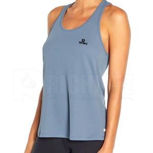 Hot Sale Women Breathable Casual Solid Tank <b>Top</b> Customized Front Logo Cotton / Polyester For Gym Wear - Product Image 5