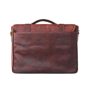Unisex Genuine Leather Messenger <b>Bag</b> Classic Style Buckle Closure <b>Shoulder</b> <b>Strap</b> Durable Solid Color Business Use - Product Image 6