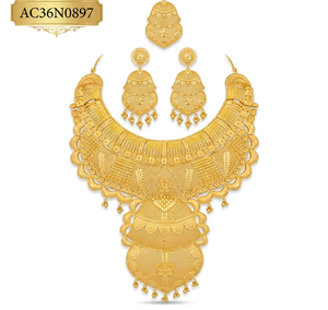 Conjunto de Collar y Pendientes con Dijes de Flores Estilo Marroquí Chapado en Oro de 24K para Mujer, Joyería de Boda con Cadena de Caja - Product Image 2