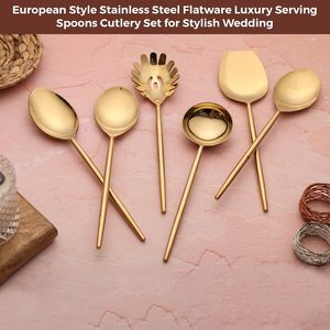 Ensemble d'ustensiles de service en acier inoxydable 304 poli miroir, compatible lave-vaisselle, vaisselle moderne pour la maison, les restaurants et la restauration - Product Image 3