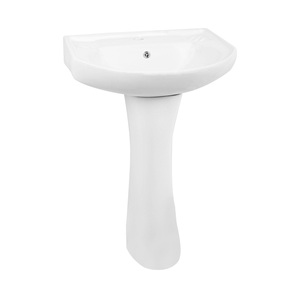 Lavabo Moderno Rectangular de Cerámica con Pedestal para Baño, Material de Piedra, Buen Precio, Instalación en Pared - Product Image 1