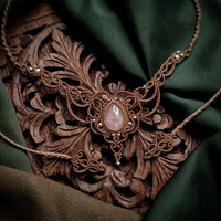 Boucles d'oreilles vintage en macramé avec perle d'eau douce sertie, chaîne en bambou, bijoux unisexes faits à la main, design tressé, anniversaire argentée