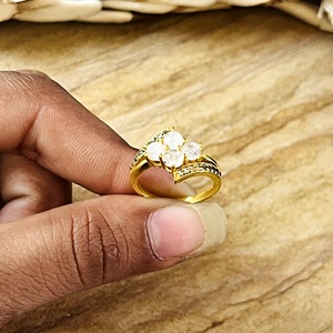Fashionable Trendy Boho Cluster <b>Statement</b> <b>Ring</b> Vintage Brass Jewelry Women 18k Gold Plated Geometric Moonstone Wholesale/OEM/ODM - Product Image 4