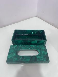 กล่องใส่กระดาษทิชชูสีเขียวมาลาไคต์ เหมาะสำหรับห้องพัก โรงแรม ห้องรับรอง และตกแต่งห้องรับแขก ขายส่งจากอินเดีย - Product Image 5