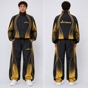 Conjunto Deportivo Informal Personalizado de Gran Tamaño, Chaqueta y Pantalones Deportivos para Hombre, Cortavientos Reflectante, Conjunto de Poliéster Impermeable - Product Image 6