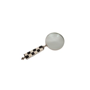 Loupe décorative de haute qualité avec poignée en résine à carreaux noirs et blancs, cadre métallique, pour la lecture - Product Image 5