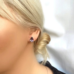 Genuine Amethyst Pear Solitaire Teardrop <b>Silver</b> <b>Stud</b> Earrings Elegant February Birthstone Jewelry Gift For Women - Product Image 6