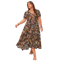 Robe maxi florale d'été pour femmes, robe décontractée à col carré