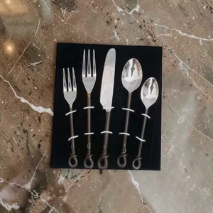 Silver Plated Metal Cutlery Set With Long Handles <b>Mirror</b> Finish Minimalist Design Durable Utensils For Wedding Use - Product Image 4