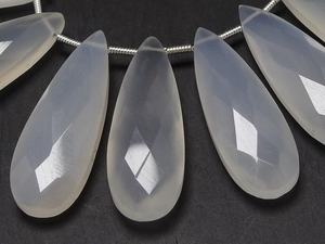 New Arrival White Chalcedony Teardrop Earring Pair Handmade Loose <b>Stone</b> <b>Beads</b> 30X10MM Wholesale Price - Product Image 2
