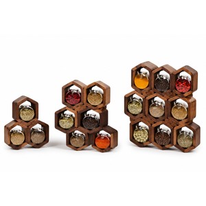 Sistema Modular de Estantes para Especias Hexagonales de Madera Sheesham al por Mayor |   Muebles de Cocina de Madera de Palisandro Indio - Product Image 5