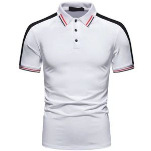 <b>Men's</b> <b>White</b> Knitted <b>Polo</b> Shirt Short Sleeve Solid Color Casual Style Regular Fit Button Design - Product Image 2