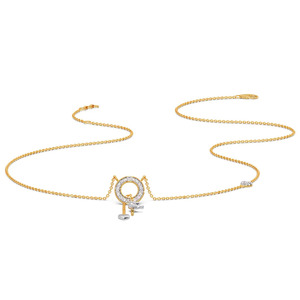 Collier en diamant avec breloque oiseau et cœur, cadre circulaire scintillant et élégant accent de l'amour suspendu - Product Image 2