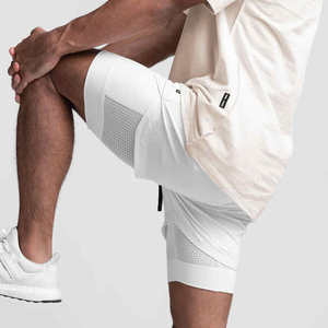 Pantalones cortos deportivos personalizados de alta calidad para hombre, patrón sólido, entrenamiento de gimnasio, carga deportiva para correr, 2025 - Product Image 1