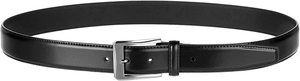 <b>Black</b> Genuine Leather Formal <b>Belt</b> with Silver Rectangular Pin Buckle Durable Men's Dress <b>Belt</b> - Product Image 2