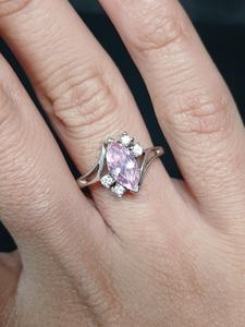 Sterling Silver Pink CZ <b>Ring</b> Size 6 Clear Accent Stones Elegant Fashion <b>Ring</b> Jewelry Gift For Women - Product Image 4