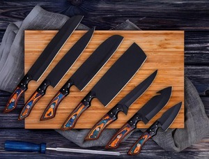 Ensemble de couteaux de chef en acier carbone forgé à la main avec manche en bois, finition satinée, longueur de 6 à 12 pouces, style artisanal, utilisation en cuisine, ambidextre - Product Image 5