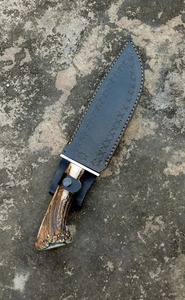 Handmade Hunting <b>Knife</b> Stainless Steel Blade Drop Point Design <b>Bone</b> <b>Handle</b> Leather Sheath Outdoor Camping <b>Knife</b> - Product Image 6