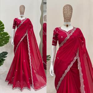 プレミアレディウェア ヴィチトラ ヘビーティビー シルクジョーゼット レヘンガ サリー 伝統的な結婚式 卒業式 ディワリ 夏 春 パーティー - Product Image 2