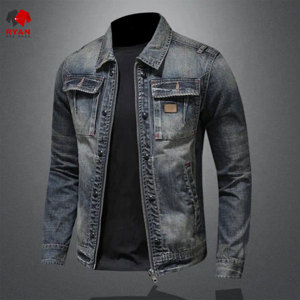 แจ็คเก็ตยีนส์พรีเมียมคุณภาพสูงสำหรับผู้ชาย ยี่ห้อ Ryan Pro Gear แบบสั่งทำพิเศษ ปิดด้วยกระดุม บุด้วยผ้าควิลท์ แห้งเร็ว เหมาะสำหรับฤดูหนาว ผลิตจากโพลีเอสเตอร์/คอตตอน - Product Image 4