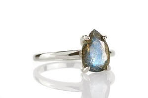 Teardrop Natural <b>Labradorite</b> Faceted Gemstone Prong Setting Women's Fine Jewelry 100% Pure S925 Sterling Silver Custom Fine <b>Ring</b> - Product Image 2