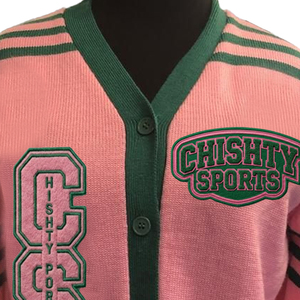 New season wear customizable women's button up chenille letters <b>cardigan</b> - Product Image 2