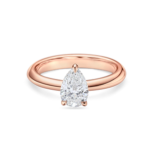 Bague de fiançailles classique en forme de poire avec un diamant de 1+ carat cultivé en laboratoire |   En or jaune, blanc, rose et platine 18 carats - Product Image 1